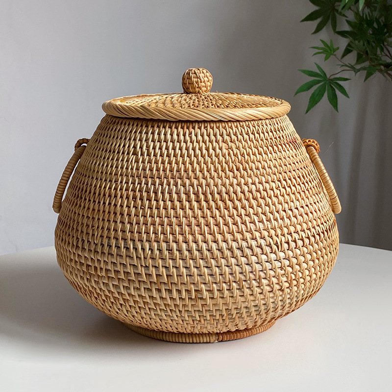 Vietnam Coffee Tea - Wietnamski, ręcznie robiony, jesienny, rattanowy, okrągły