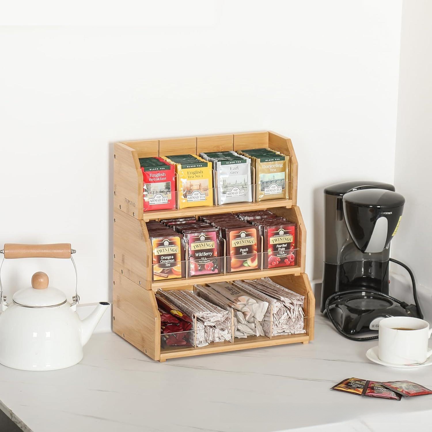 Coffee Tea Bags - Pudełko na herbatę z bambusa, trójwarstwowy