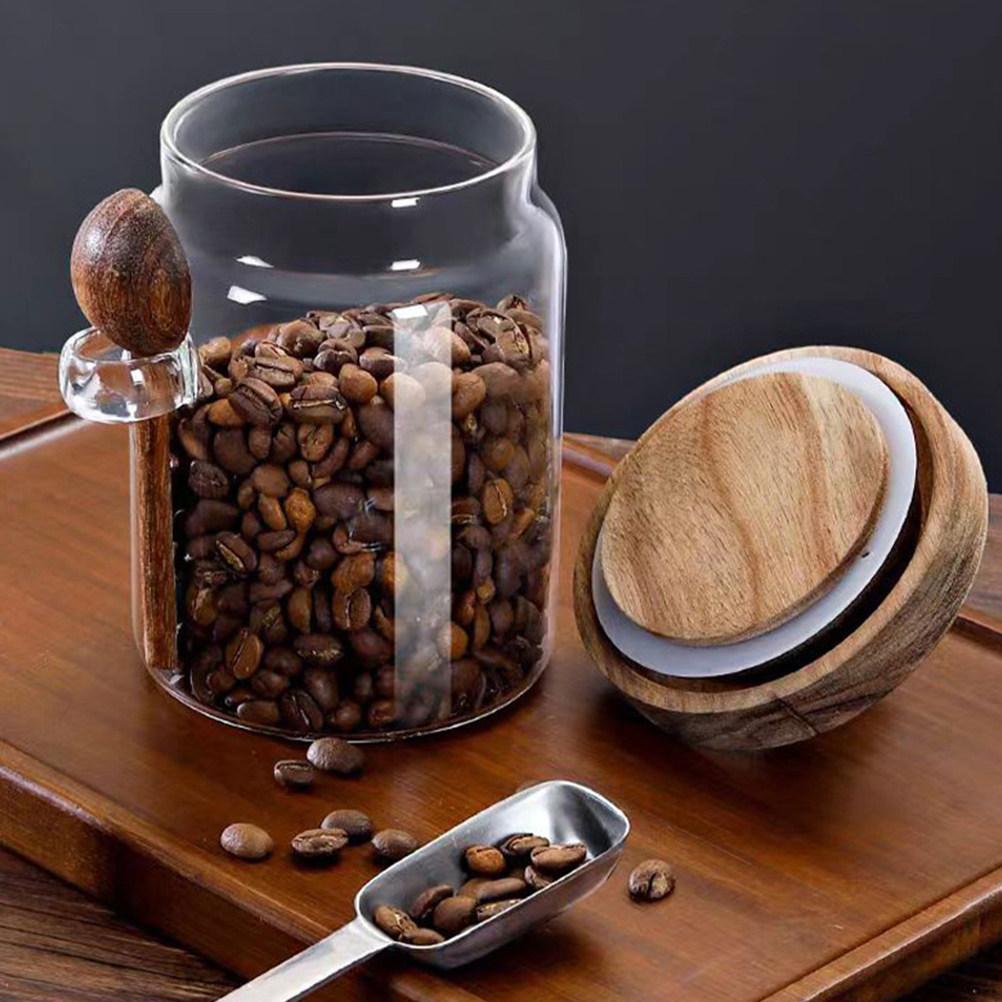 Tea Coffee Sugar Container - Szklany słoik do przechowywania ziaren kawy