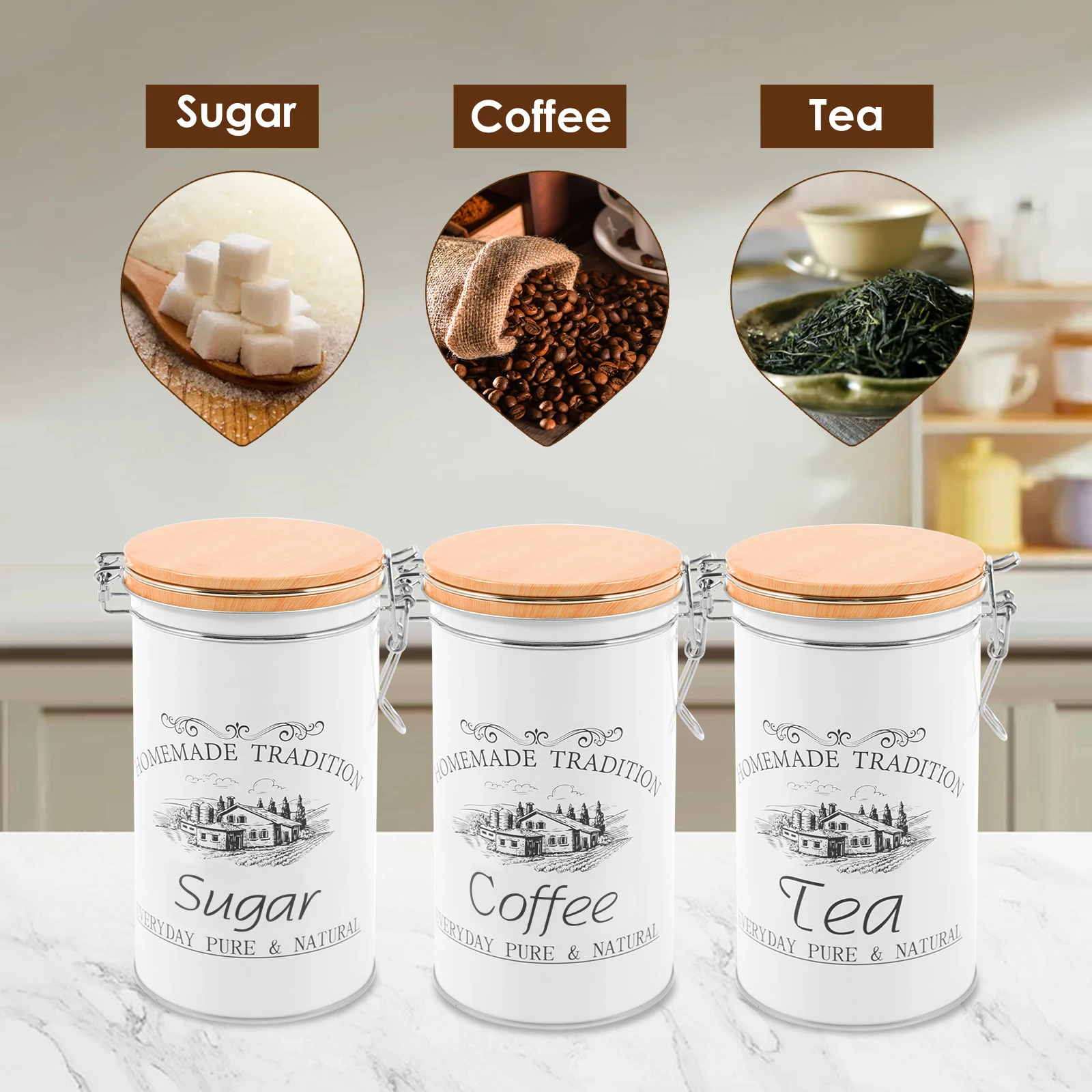 3 szt./zestaw Pojemniki na her – Tea Coffee Sugar Container recenzja i cena