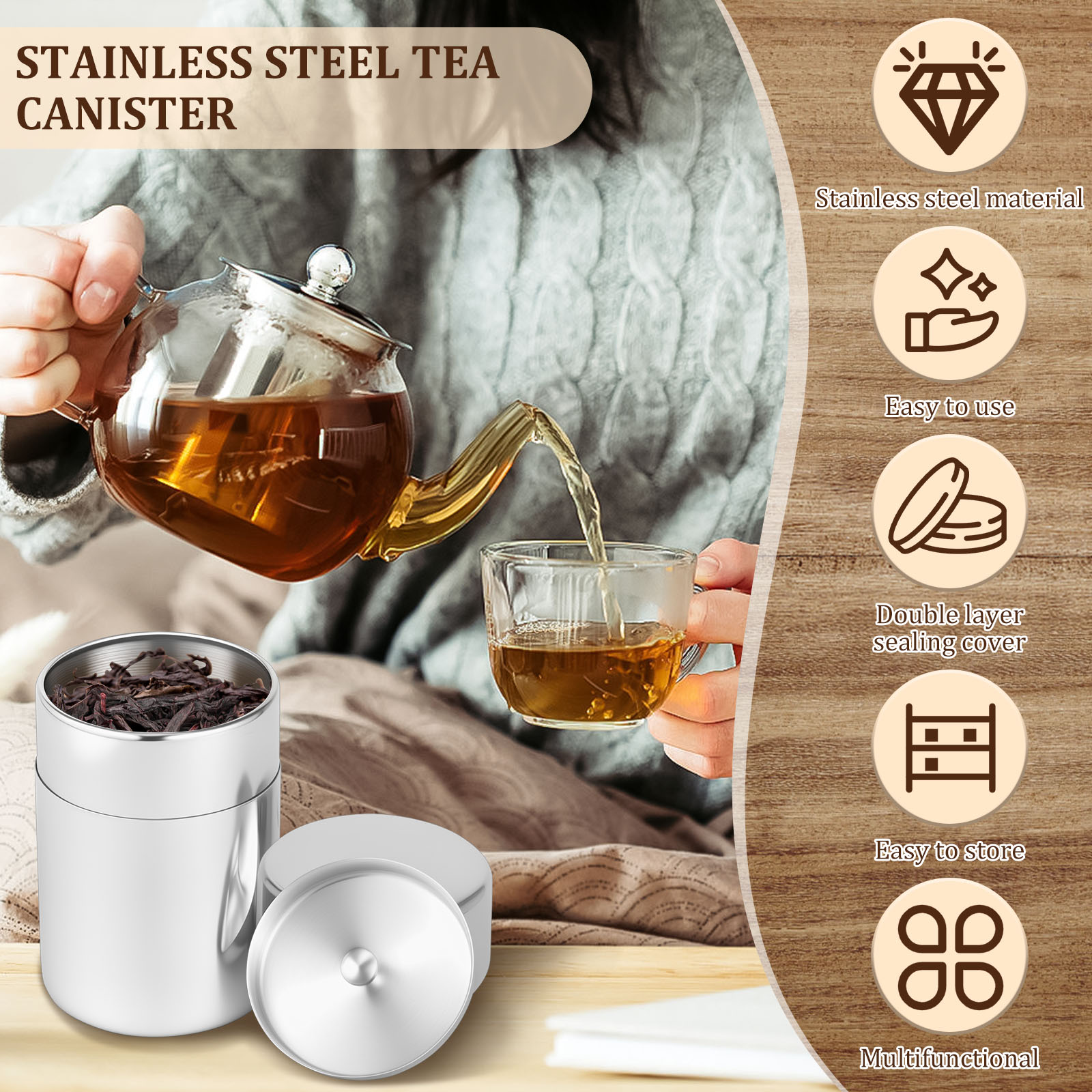 Pojemniki ze Stali Nierdzewnej – Tea Coffee Sugar Container recenzja i cena