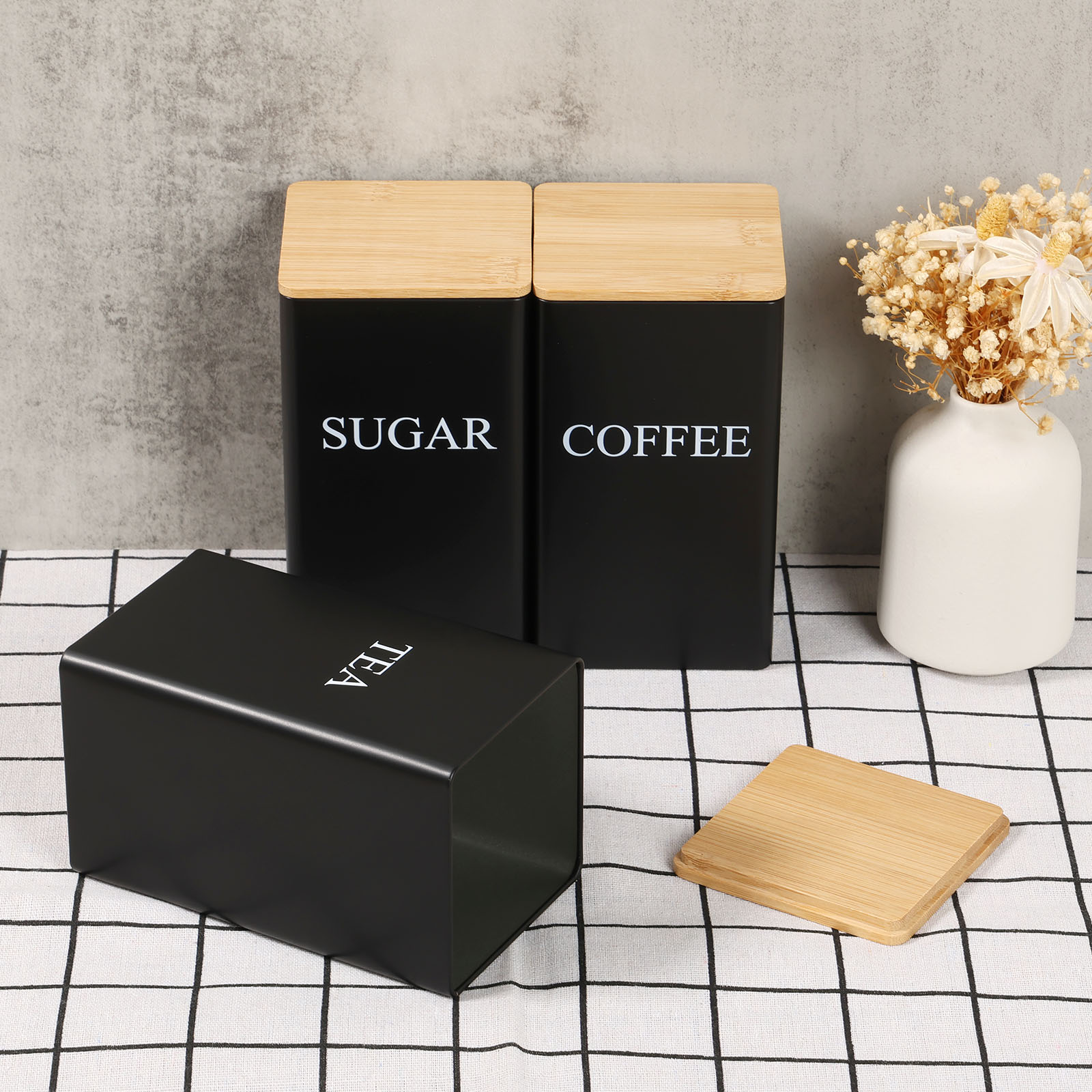Metalowy pojemnik na kawę i he – Tea Coffee Sugar Container recenzja i cena